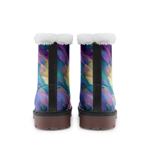 Abstract Ice Unisex Lace Up Winter Boots